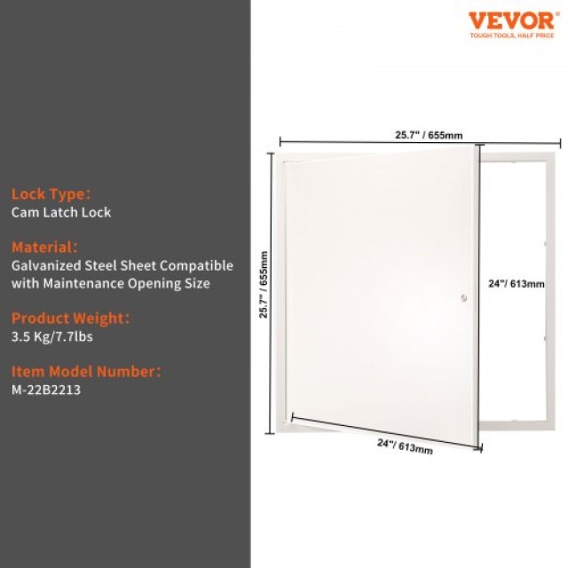 Πάνελ Πρόσβασης VEVOR για Γυψοσανίδα & Οροφή, 24x24, Ασημί  JXMBD24...