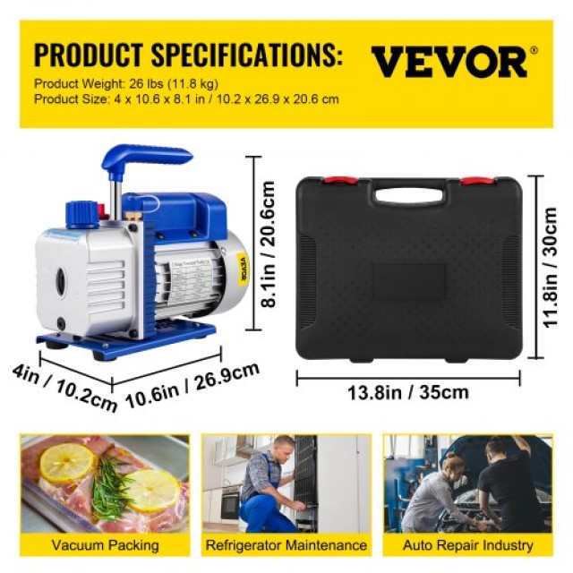 Σετ Αντλίας Κενού VEVOR 4.8 CFM 5PA με Μετρητή HVAC  MCKDZK44.8CFM7CNVV2