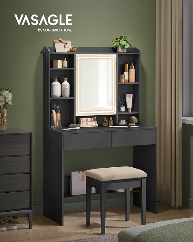 Τραπέζι Μπουντουάρ Μακιγιάζ Tουαλέτας VASAGLE RDT123B01 Τραπέζι Μπουντουάρ Μακιγιάζ Tουαλέτας VASAGLE RDT123B01