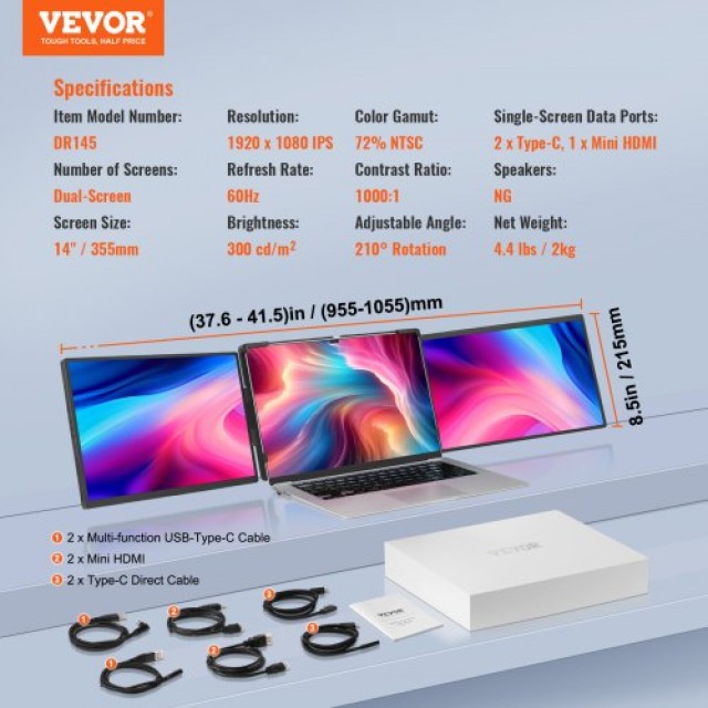 VEVOR Φορητή Οθόνη 14 HD για Laptop 13-17  BXSDNXSQ14YCAKI6CV2