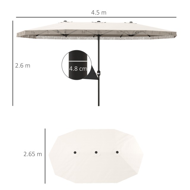 Outsunny Διπλή Ομπρέλα με 12 Ακτίνες και Μανιβέλα, από Πολυεστέρα κ...