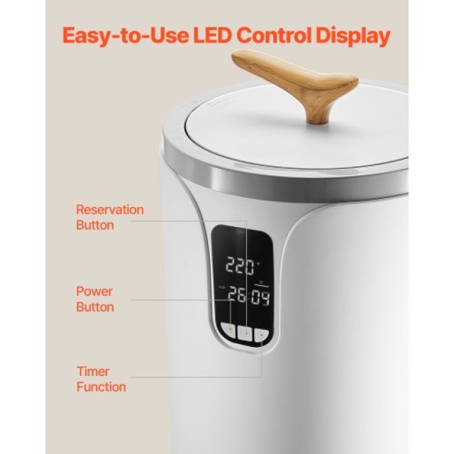 VEVOR Κάδος Θερμαντήρα Πετσετών με Οθόνη LED, Χρονοδιακόπτη & Ρυθμι...