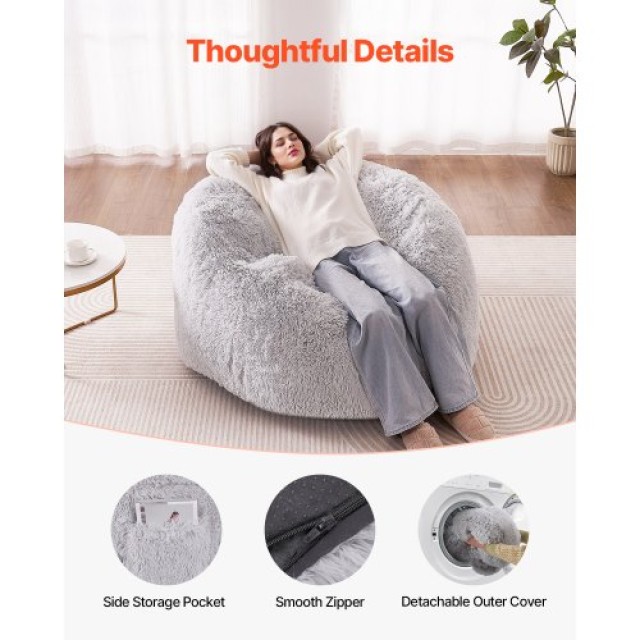 VEVOR Πολυμορφική Καρέκλα-Κρεβάτι Bean Bag Γκρι-Queen KZHCRDDYQUEEKD2VMV0