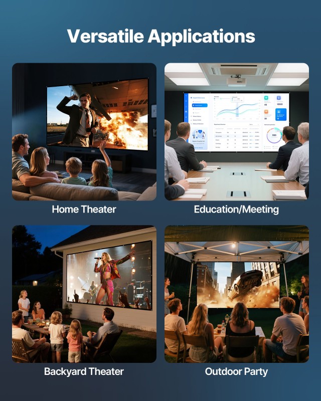 VEVOR Οθόνη Προβολής 4K HD 150 ιντσών, Επιτοίχια με 12 Γάντζους και...