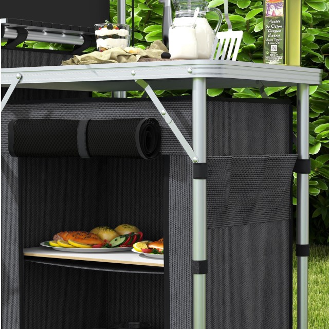 Outsunny Πτυσσόμενη Κουζίνα Κατασκήνωσης 172x48x119 εκ, Μαύρη A20-3...