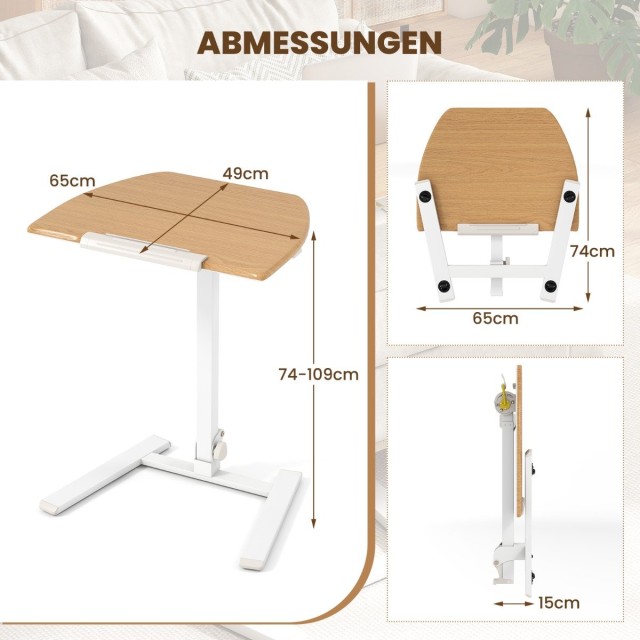 Costway Ρυθμιζόμενο Τραπέζι με 90° Κλίση και Ρόδες JV12725NA Costway Ρυθμιζόμενο Τραπέζι με 90° Κλίση και Ρόδες JV12725NA