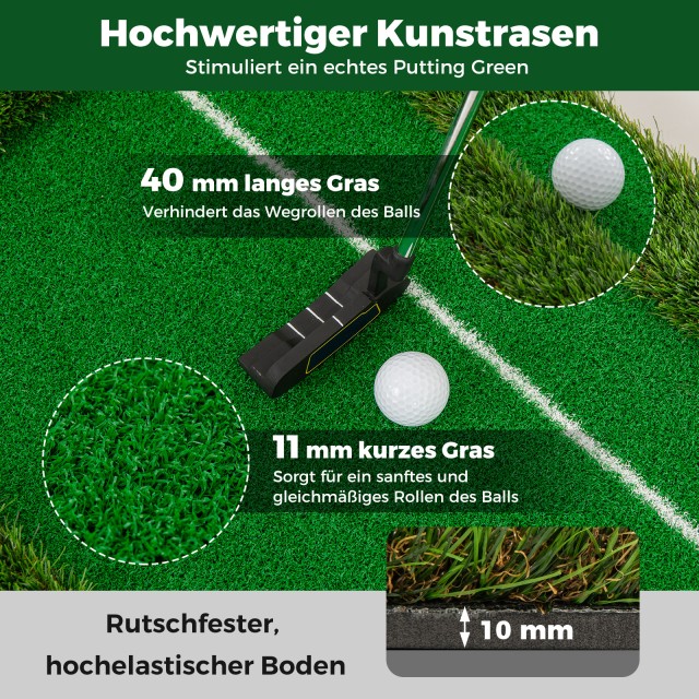 Costway Φορητό Πράσινο Προπονητικό Σετ Γκολφ 3μ με Μήκη 2 Τρυπών κα...