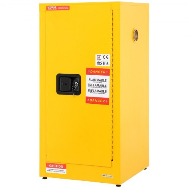 Ντουλάπα Ασφαλείας VEVOR 16 Gal για Εύφλεκτα Υγρά, Κίτρινη  XFG900X460X460HS1V0