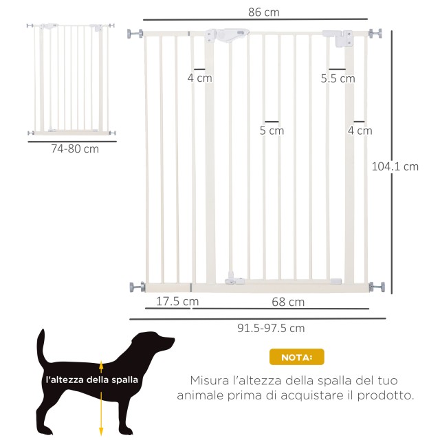 PawHut Dog Gate με 4 ρυθμιζόμενες βίδες και κολλητική ταινία, μέταλ...