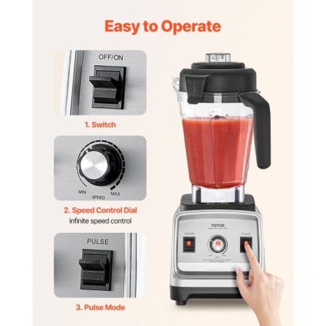 VEVOR Μπλέντερ 85 oz 1400W για Smoothies και Επεξεργασία Τροφίμων Κ...