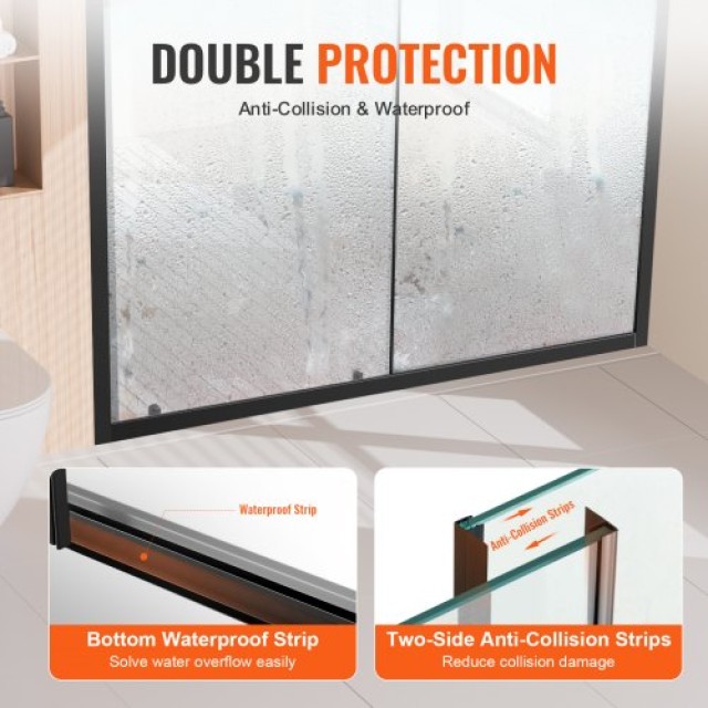 VEVOR  Ημι-πλαισιωτή Πόρτα Ντουζ 58x70 Μαύρο Ματ 6mm Ασφαλείας  DBK...
