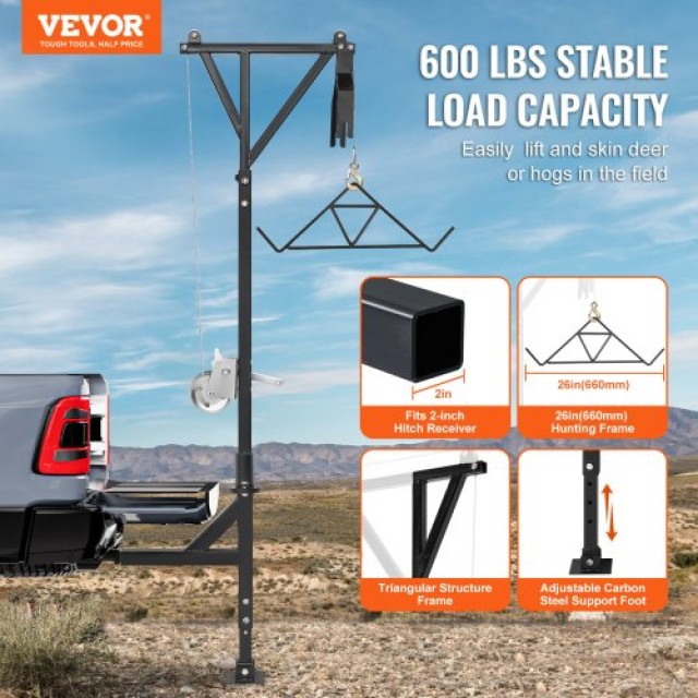 VEVOR  Γερανός Θήρας με Βάση Ρυμούλκησης 600lbs με Βίντσι και Περισ...