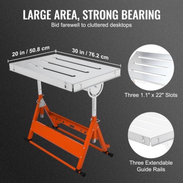 VEVOR Τραπέζι Συγκόλλησης 30 x 20, 400lbs, Ρυθμιζόμενο Ύψος, Αναδιπλούμενο με Ρόδες  KZDHZ400LB302X80EV0