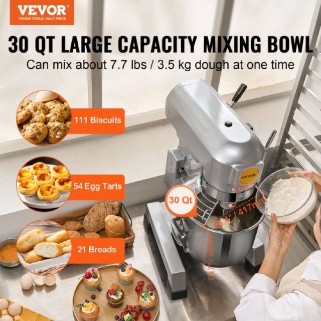 Επαγγελματικό Μίξερ Τροφίμων VEVOR 28.5L 1100W 3-Ταχυτήτων για Εστιατόρια  ZXSPJBJ30QT1IN0RHV2