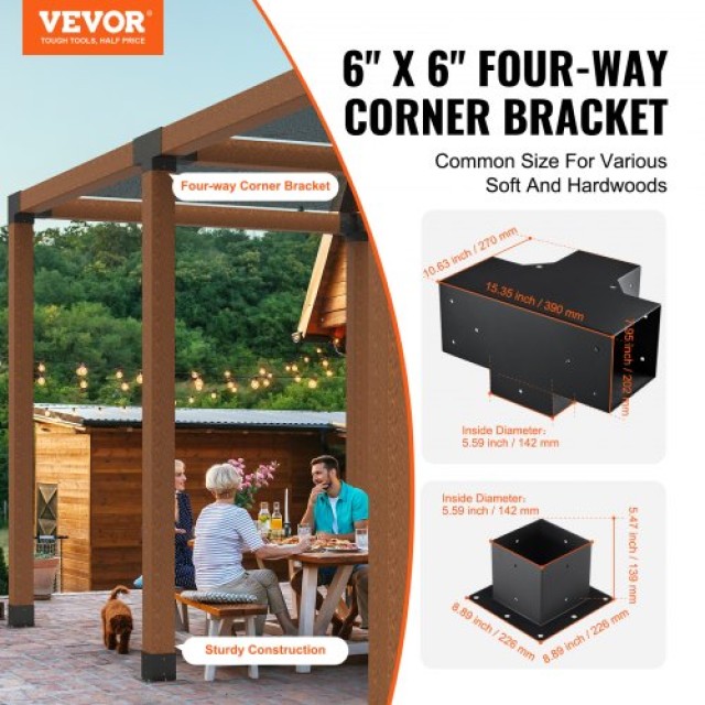 Σετ Βαρέων Βάσεων VEVOR για Πέργκολα 152.4x152.4mm, 4τμχ  LPJJTZST4PCS2K9OOV0