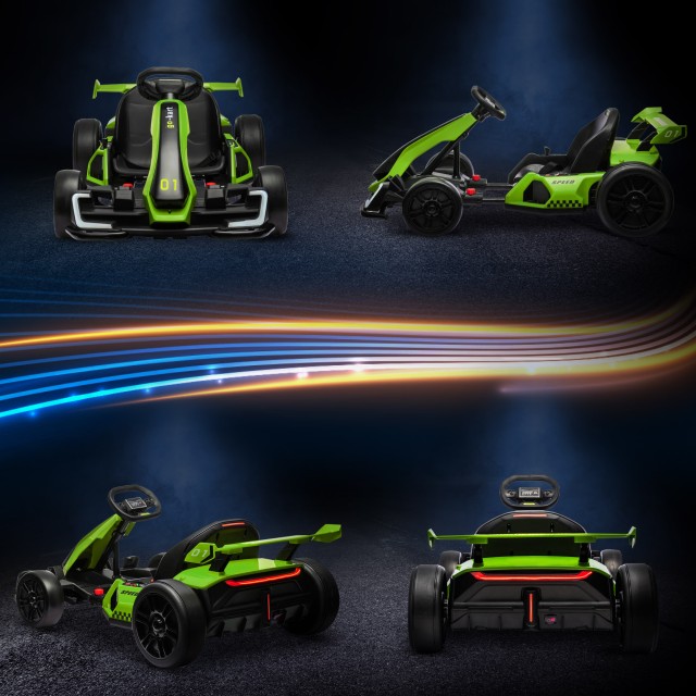 HOMCOM Ηλεκτρικό Go Kart για Παιδιά 6-12 Ετών 24V 12km/h με Ρυθμιζόμενο Κάθισμα Πράσινο 370-287V90GN