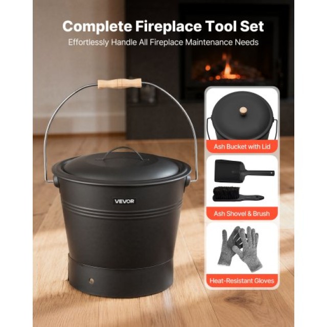 VEVOR Δοχείο Στάχτης Τζακιού 4-σε-1 με Καπάκι, Φτυάρι, Σκουπάκι και... VEVOR Δοχείο Στάχτης Τζακιού 4-σε-1 με Καπάκι, Φτυάρι, Σκουπάκι και...