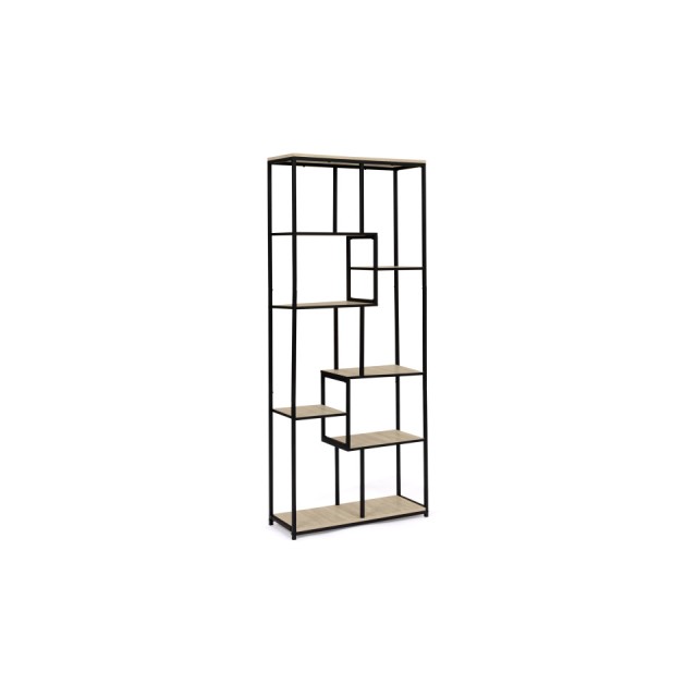 Βιβλιοθήκη Memphis με 6 Ασύμμετρα Ράφια 67,5 x 25 x 161 cm Μέταλλο & Ξύλο 30089567 Idomya