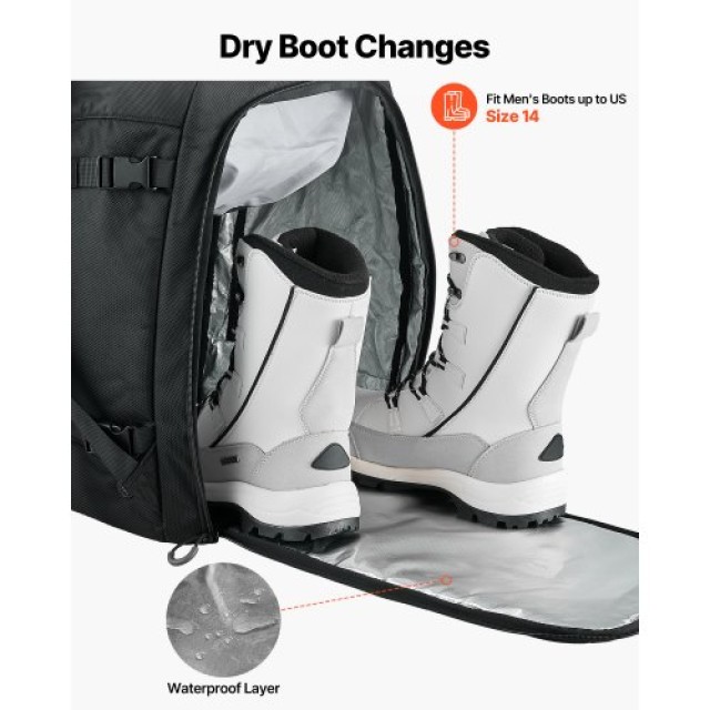 VEVOR Σακίδιο Μεταφοράς Μπότες Σκι, 55L, Διαστάσεις 16.1 x 10.6 x 1...