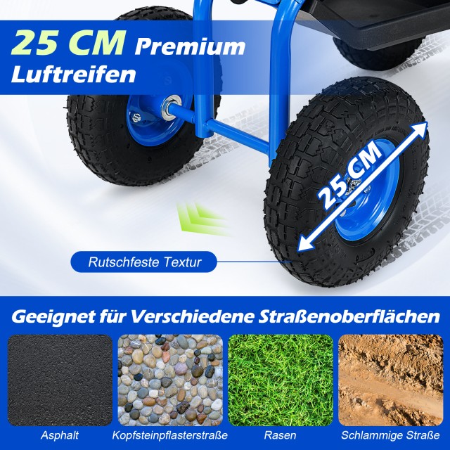 Costway Περιστρεφόμενος Ρυθμιζόμενος Κήπος Κάθισμα με Ρόδες Μπλε GT...