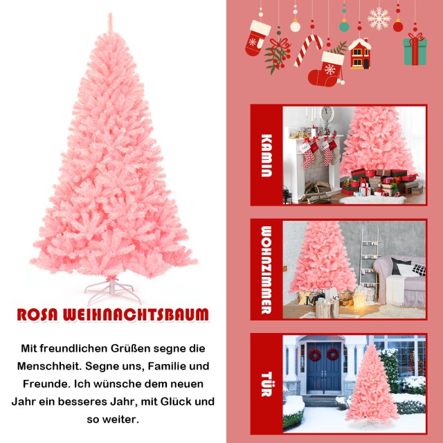 Costway  Τεχνητό Χριστουγεννιάτικο Δέντρο 225 εκ. Ροζ από PVC Υλικό...