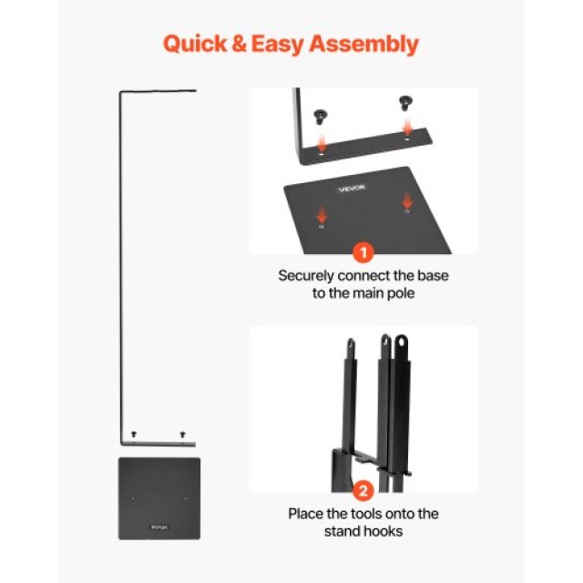 VEVOR Σετ Εργαλείων Τζακιού 3 Τεμαχίων με Βάση, Λαβίδες και Πόκερ Σ... VEVOR Σετ Εργαλείων Τζακιού 3 Τεμαχίων με Βάση, Λαβίδες και Πόκερ Σ...