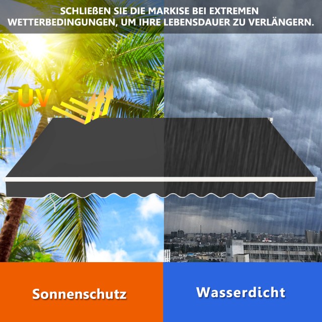 Costway Αναδιπλούμενη Σκίαση Αλουμινίου με Μανιβέλα, 3,6 × 3 μ, Γκρ... Costway Αναδιπλούμενη Σκίαση Αλουμινίου με Μανιβέλα, 3,6 × 3 μ, Γκρ...