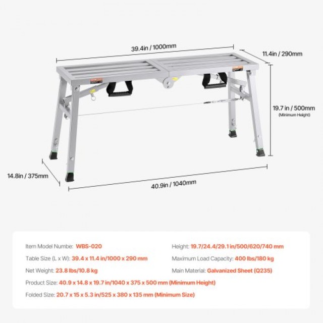 VEVOR  Ρυθμιζόμενη Φορητή Σκαλωσιά 400 lb  BXSZDJSJZJ458V32EV0