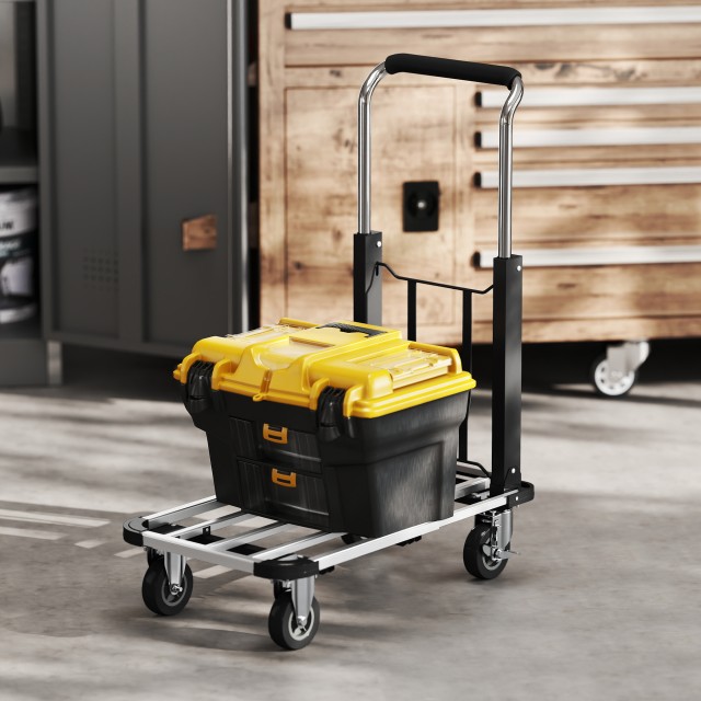 HOMCOM Πτυσσόμενο Καρότσι Μεταφοράς με Επεκτάσιμη Πλατφόρμα, Χωρητι...