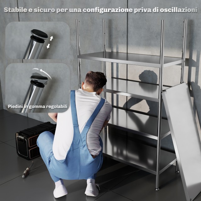 HOMCOM Ράφι Κουζίνας με 5 Ρυθμιζόμενα Επίπεδα σε 13 Διαφορετικά Ύψη...