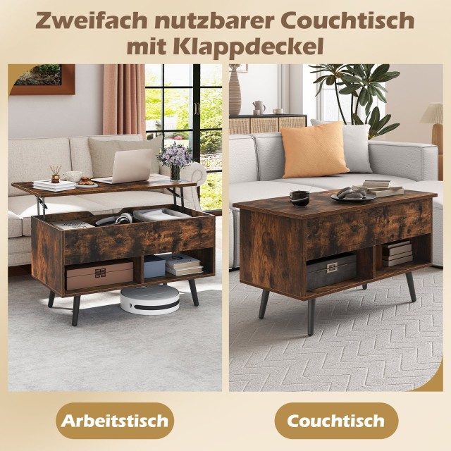 Costway Ρυθμιζόμενος Καναπές Τραπεζάκι με Ανερχόμενη Επιφάνεια και ...