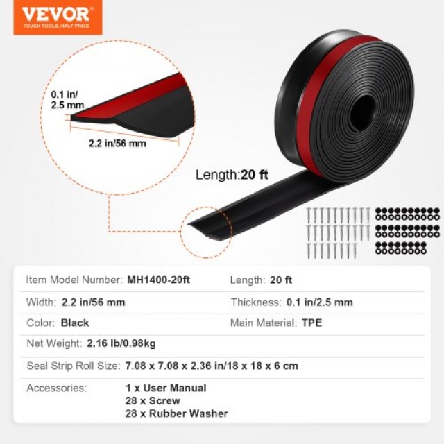 VEVOR Σφραγιστική Ταινία Γκαραζόπορτας 20 FT MFTDBJCMT1J20OWRAV0
