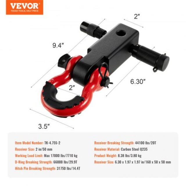 VEVOR 2 Υποδοχή Ρυμούλκησης D-Ring για Φορτηγό Jeep 66000 lbs  ZJHJG2IN68002N87YV0