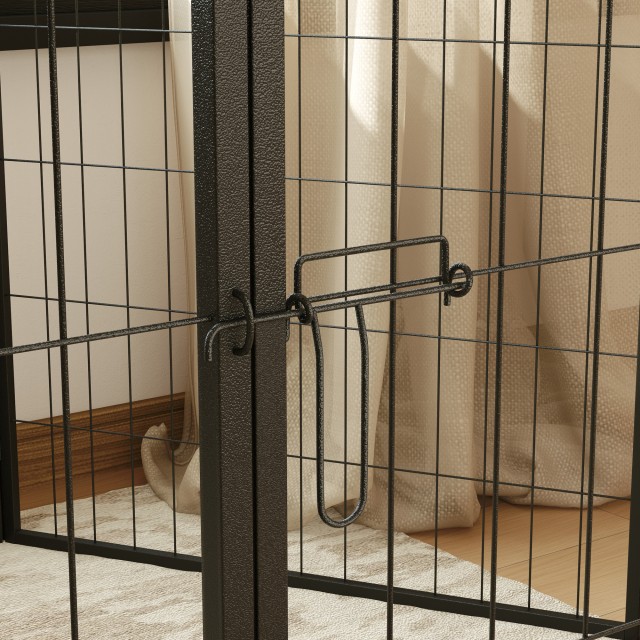 PawHut Περίφραξη για Σκύλους με 6 Πτυσσόμενα Μονάδες με Πόρτα από Ατσάλι, Ύψος 80 εκ., Μαύρο D06-256V01BK