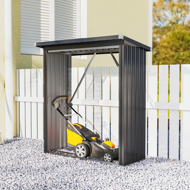 Outsunny Αποθήκη Καυσόξυλων Εξωτερικού Χώρου από Ατσάλι, Με Ανασηκω...