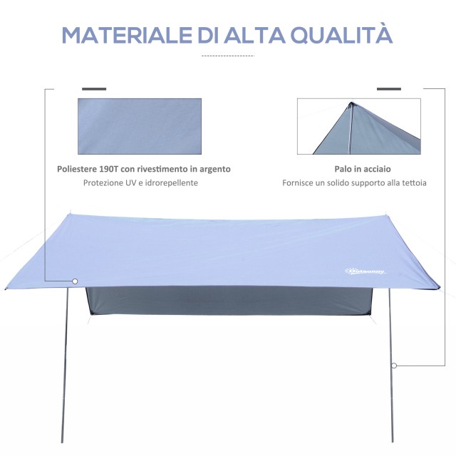 Outsunny Φορητή Τέντα Σκίασης 3x3 μ, Αδιάβροχη Τέντα Σκίασης για Κάμπινγκ και Παραλία, Λευκή 840-185WT