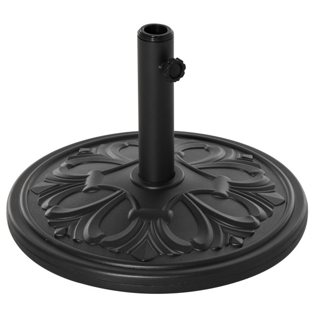 Outsunny 13kg στρογγυλή πλαστική βάση ομπρέλας για κοντάρια 35-38-48mm, μαύρη 84D-046BK