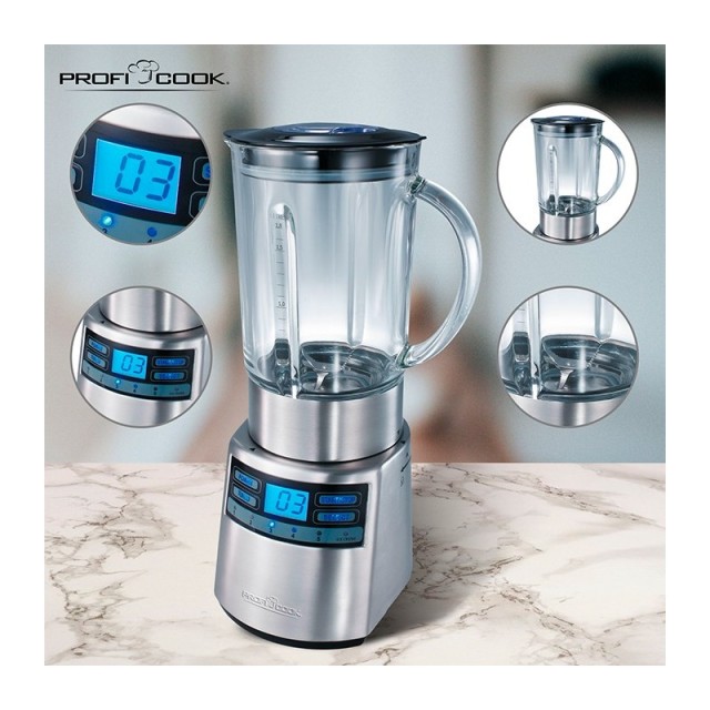 Μπλέντερ με Γυάλινη Κανάτα 1.8lt 1200W Inox PC-UM1006 Profi Cook