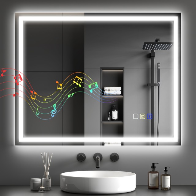 HOMCOM Καθρέφτης Μπάνιου LED με Bluetooth, 80x100 εκ. 834-850V06SR