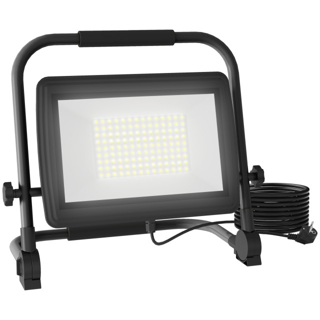 HOMCOM  Φωτιστικό LED Εργασίας 6500K με Περιστρεφόμενη Κεφαλή και Ρυθμιζόμενη Βάση, από Αλουμίνιο και Μέταλλο, 35x20x32 εκ., Μαύρο  B30-060V90BK