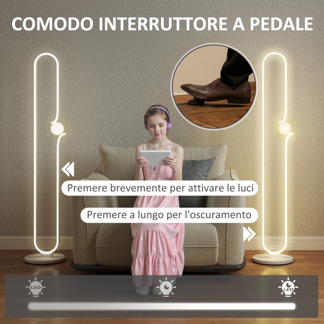 HOMCOM Λάμπα Δαπέδου LED Νότα, 28x28x145 εκ, Λευκό B31-527V90WT