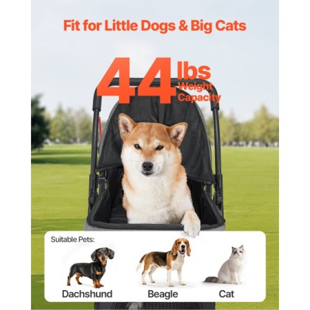 VEVOR Πτυσσόμενο Καρότσι Κατοικιδίων 4 Τροχών με Αναστρέψιμη Λαβή έ...