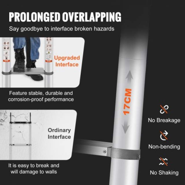 Τηλεσκοπική Σκάλα Αλουμινίου VEVOR 18.5 ft Πολυλειτουργική Φορητή  SSLTQ185190KGN6RJV0