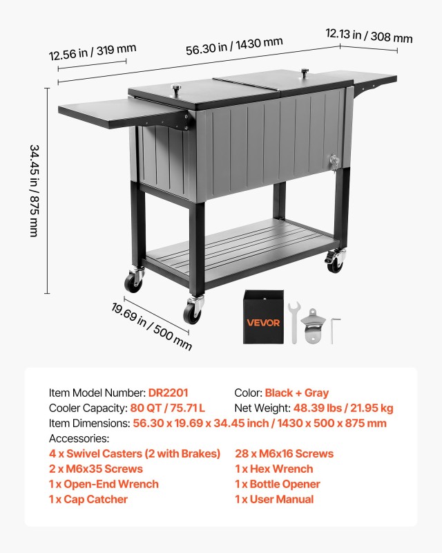 VEVOR Μεταφερόμενος Εξωτερικός Ψύκτης 80QT με Ρόδες - 56.3 x 19.7 x... VEVOR Μεταφερόμενος Εξωτερικός Ψύκτης 80QT με Ρόδες - 56.3 x 19.7 x...