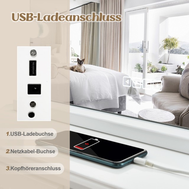 Costway Καθρέφτης Μακιγιάζ Hollywood με Φωτισμό, USB & Bluetooth, 5...