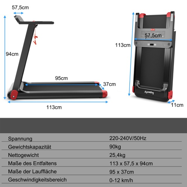 Costway  Πτυσσόμενος Διάδρομος Γυμναστικής με Bluetooth και LED Οθό...