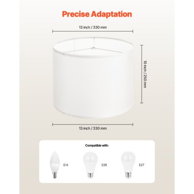 VEVOR Αμπαζούρ Τύμπανο 33x33x25 εκ. Μεσαίο Στρογγυλό (Λινό Εκρού) Y...