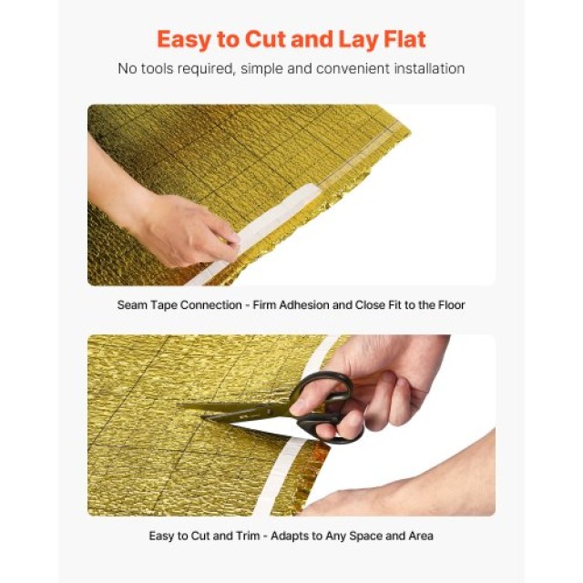 VEVOR Χρυσό Υπόστρωμα Δαπέδου 18.6 m² Ρολό 3mm Ατμοφράκτης Ηχομόνωσ...