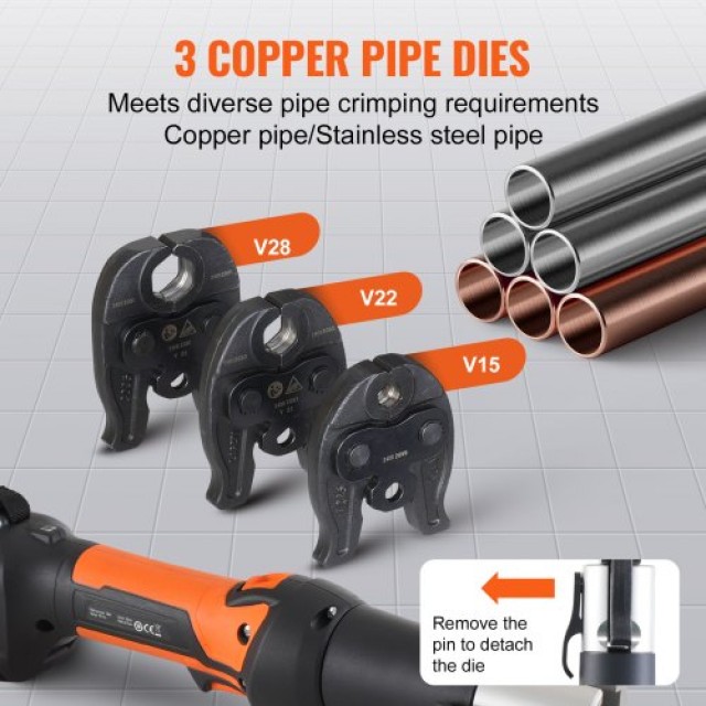 VEVOR Σετ Εργαλείων Πρεσαρίσματος Σωλήνων Pro Press V15 V22 V28 με Μπαταρία WSDDSYJGJJCXI7G7MV2