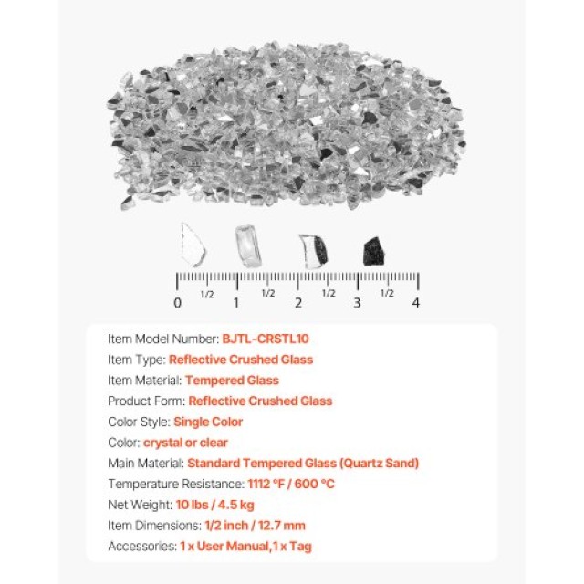 VEVOR Διακοσμητικοί Γυάλινοι Λίθοι 1/2-Inch για Τζάκι FHBLFGSGHBL1P...